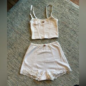Colsie White Lace Crop Cami/Short Set
